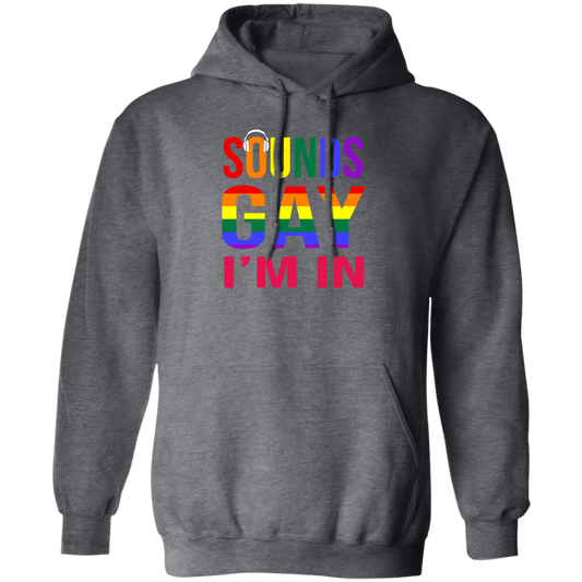 This Sounds Gay I'm In Funny Gay LGBT Pride Rainbow Pullover Hoodie is a unique and eye-catching garment made of quality materials. It features a delightful rainbow design and the iconic phrase "Sounds Gay, I'm In". Stand out from the crowd with this stylish and comfortable hoodie, perfect for any LGBT Pride occasion.