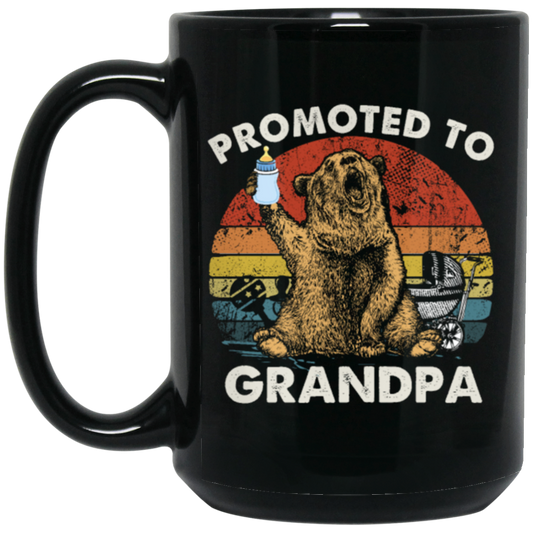 Vintage Promoted To Grandpa Bear, Bear Lover Gift In Vintage Black Mug