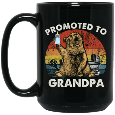 Vintage Promoted To Grandpa Bear, Bear Lover Gift In Vintage Black Mug