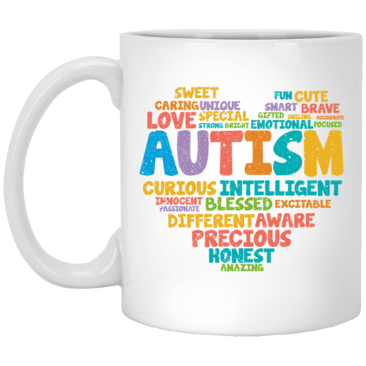 Autism Love Gift, Healing Gift, Heal Autism, Autism Awareness, Retro Gift, Autism Vintage White Mug