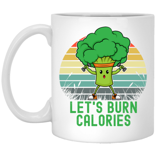 Retro Healthy Lets Burn Calories Do Excercise Broccoli