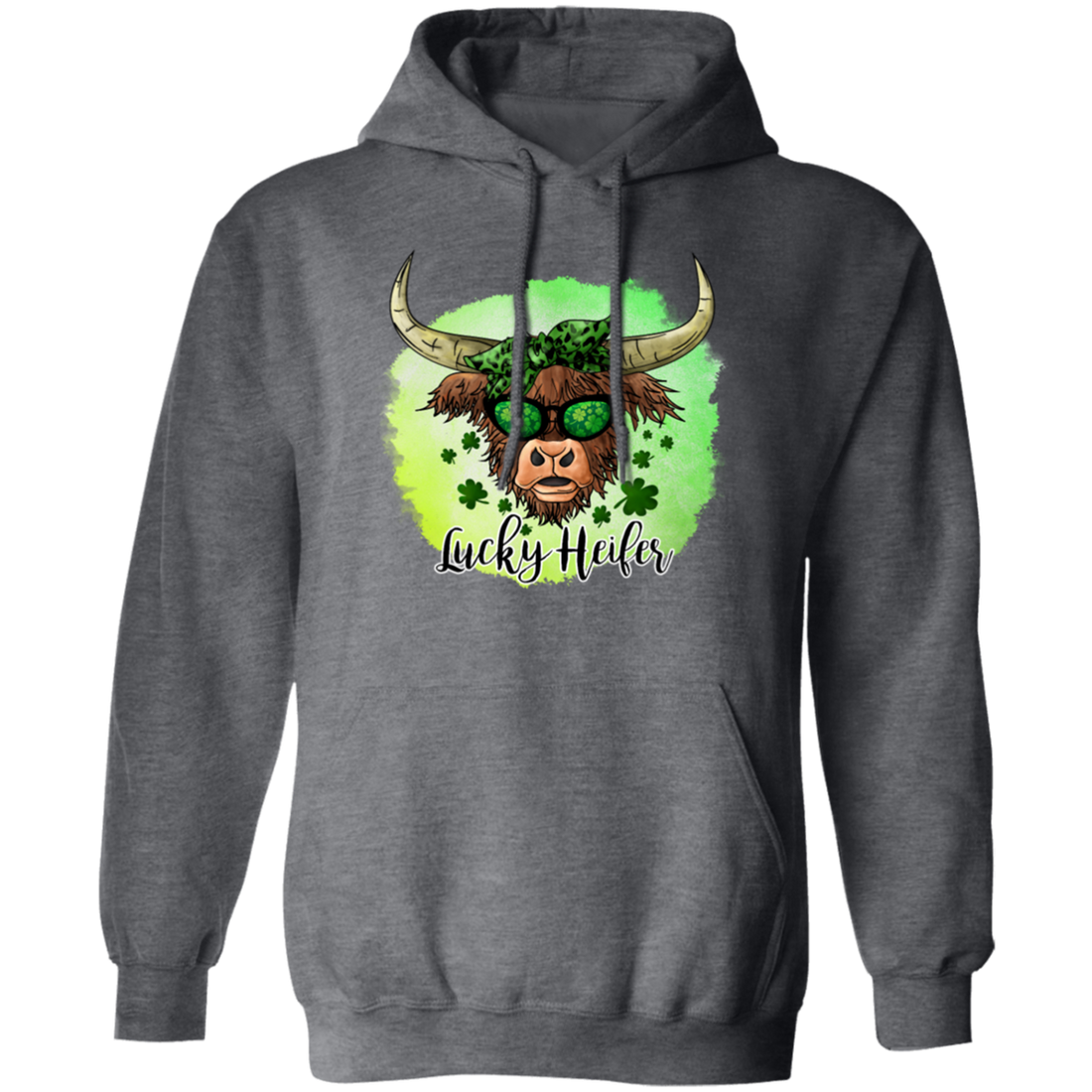 Bull Head Gift, Patricks Cow Lover, Lucky Heifer Gift, Bull And Shamrock Pullover Hoodie