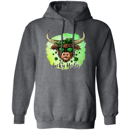 Bull Head Gift, Patricks Cow Lover, Lucky Heifer Gift, Bull And Shamrock Pullover Hoodie