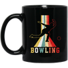 Colorful Bowling, Sporty Retro, Boy Gift, Bowling Lover Gift Black Mug