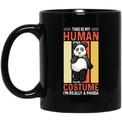 Panda Costume, I Am Really A Panda, This Is My Human, Retro Panda Black Mug