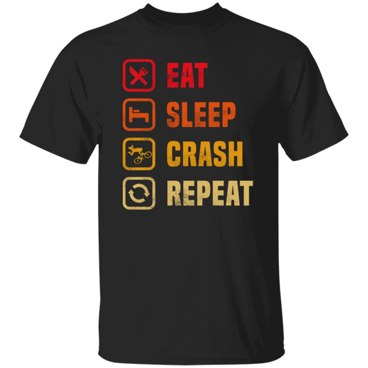 Retro Eat Sleep Crash Repeat - Mountain Biking Unisex T-Shirt