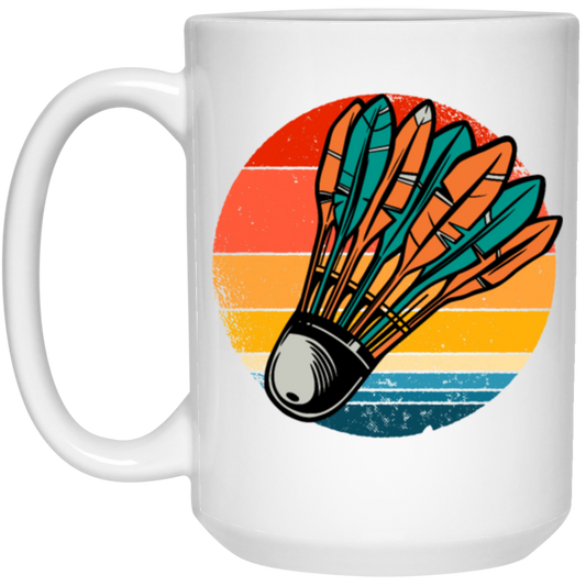 Badminton Shuttlecock Retro Badminton Player Sporty Lover Gift White Mug