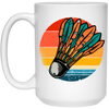 Badminton Shuttlecock Retro Badminton Player Sporty Lover Gift White Mug