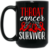 Awareness Ribbon Gift, Throat Cancer Awareness Ribbon Gloves Survivor Black Mug