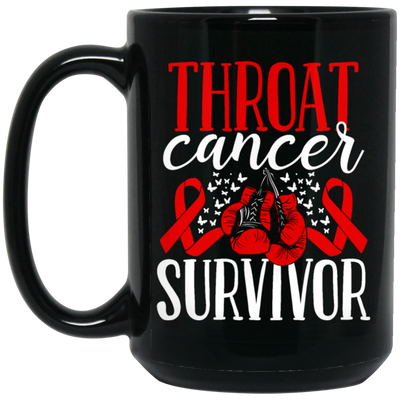 Awareness Ribbon Gift, Throat Cancer Awareness Ribbon Gloves Survivor Black Mug