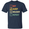 Funny Holiday Travel Eat Sleep Repeat Retro Style