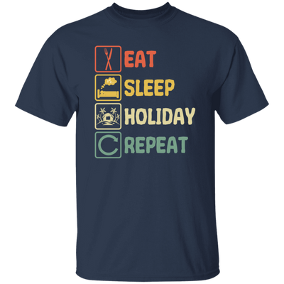 Funny Holiday Travel Eat Sleep Repeat Retro Style