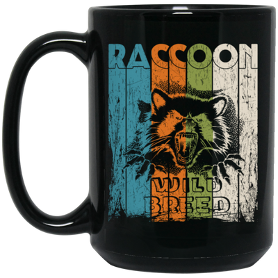 Retro Raccoon Wild Breed Trash Panda Wild Cats Men Wears Black Mug