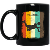 Retro 70s Vintage Volleyball Player Mens Gift Sporty Volleyball Lover Black Mug