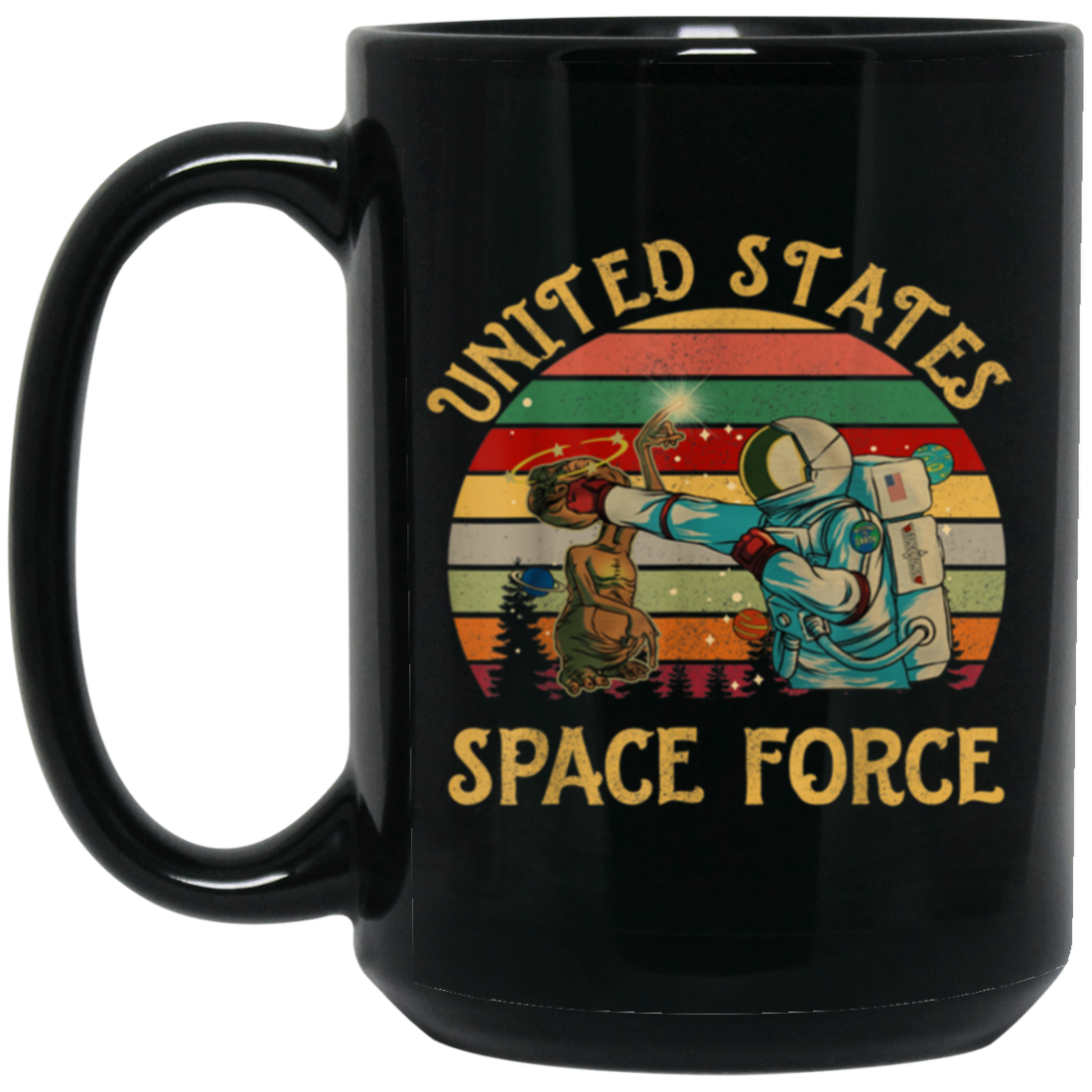 United States Space Force, Retro Space Black Mug