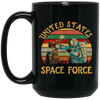 United States Space Force, Retro Space Black Mug