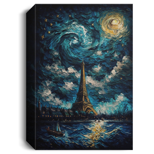 Van Gogh Style Starry Night With Background As Paris With Eiffel Tower, Night Sky in Paris