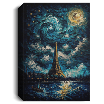 Van Gogh Style Starry Night With Background As Paris With Eiffel Tower, Night Sky in Paris