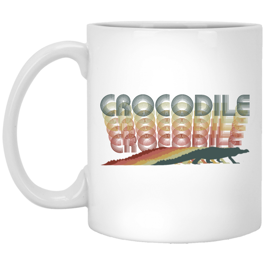 Colorful Crocodile, Repitles Lover Birthday Gift, Retro Crocodile White Mug