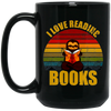 Sloth I Love Reading Books Black Mug