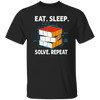 Math Lover Gfit, Eat Sleep Solve Repeat, Solve The Cubing, Retro Cube Lover Unisex T-Shirt