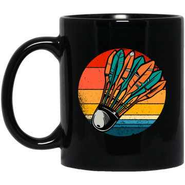 Badminton Shuttlecock Retro Badminton Player Sporty Lover Gift Black Mug