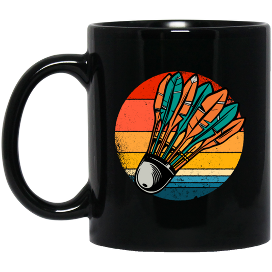 Badminton Shuttlecock Retro Badminton Player Sporty Lover Gift Black Mug