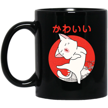 Cute Kawaii Japanese anime White cat in the moon