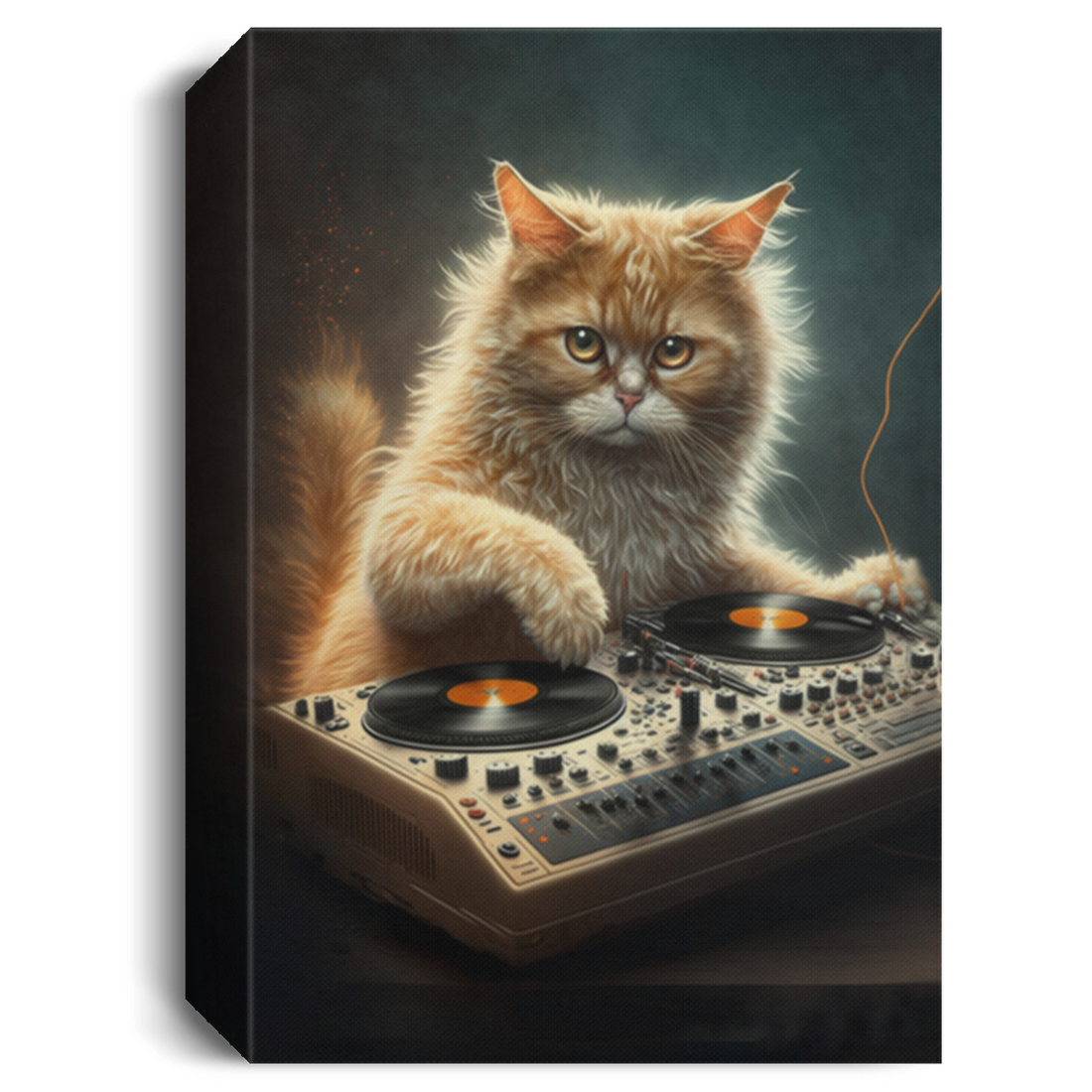 DJ Cat, Cat Playing Music, Cool Cat, Best DJ, Best Cat Ever Canvas