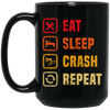 Retro Eat Sleep Crash Repeat - Mountain Biking Black Mug