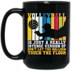 Retro Volleyball, Really Intense Version, Dont Let The Balloon Touch The Floor Black Mug