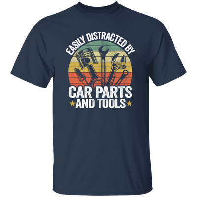 Retro Car Parts, Easily Distracted By Car Parts And Tools, Funny Tool Lover Unisex T-Shirt