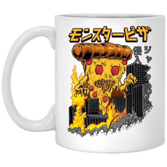 Love Pizza, Monster Pizza, Monster In City, Pizza Destroy City, Japanese Style White Mug