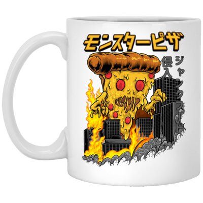 Love Pizza, Monster Pizza, Monster In City, Pizza Destroy City, Japanese Style White Mug