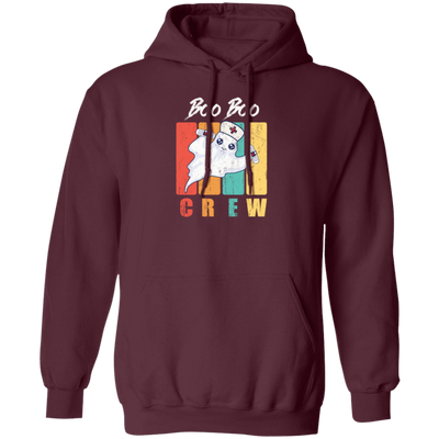 Retro Cute Boo, Boo Boo Crew Nurse Ghost Kawaii Halloween Costume Pullover Hoodie