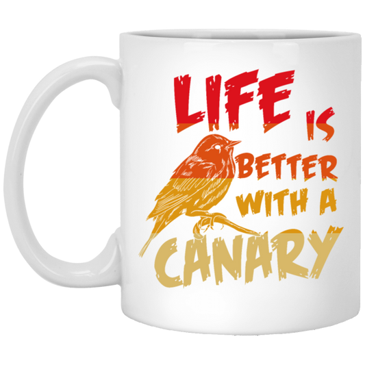 Canary Bird Life Is Better With A Fashionable Bird Vintage White Mug