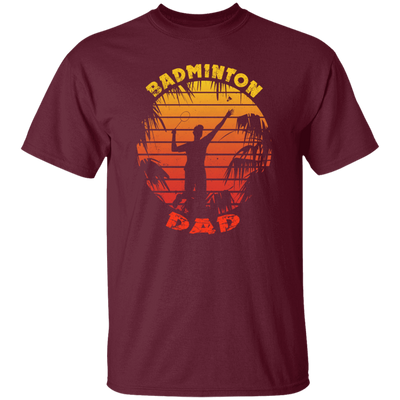 Badminton Palm Trees Gift For Dad Vintage Play Badminton Sporty Unisex T-Shirt