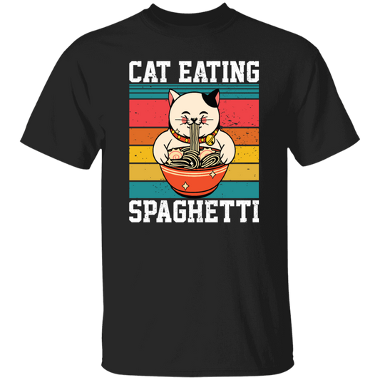 Retro Cat Lover, Cat Eating Spaghetti, Japanese Spaghetti, Love Ramen Unisex T-Shirt