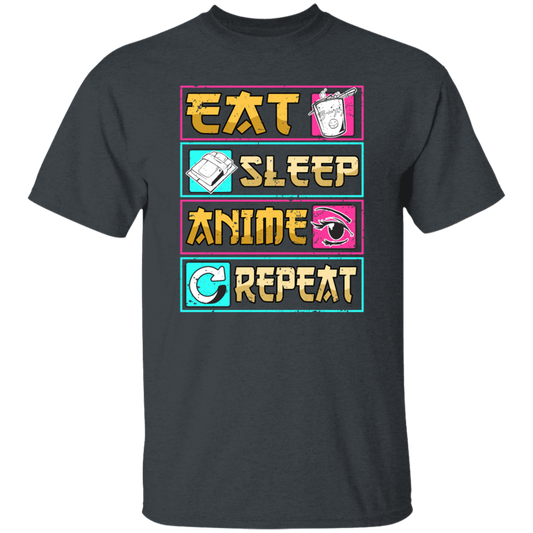 Funny Anime Eat Sleep Repeat Saying, Anime Fan Unisex T-Shirt