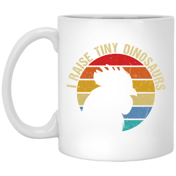 Retro I RAISE TINY DINOSAURS Funny CHICKEN LOVER White Mug