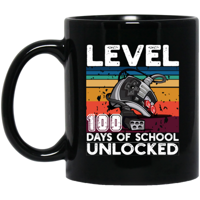 Love To Play Video Game, Level Up, 100 Days At School, Retro School Lover Black Mug