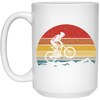 Vintage Biking, Cycling Biker Retro, Riding On Mountain Retro White Mug