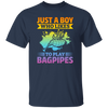 Love Bagpipes, Just A Boy Who Likes Bagpipes, Love Music, Best Bagpipes Unisex T-Shirt