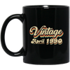 Birthday Gift Vintage April 1990 Black Mug