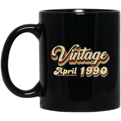 Birthday Gift Vintage April 1990 Black Mug