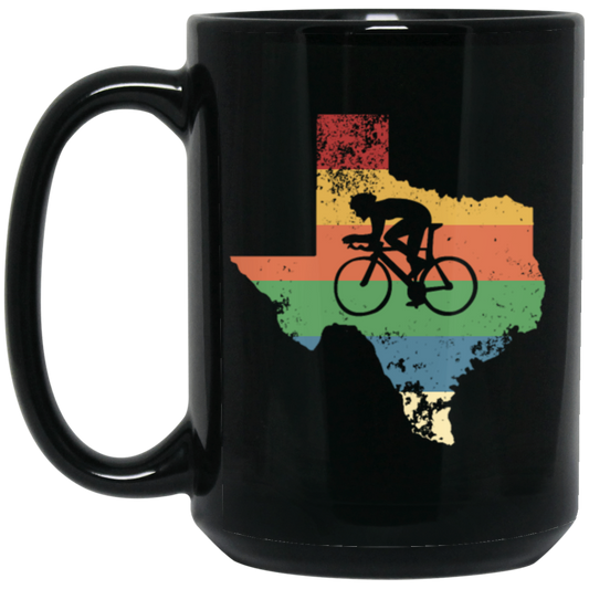 Retro Texas Biker Love Mountain Biking Distressed Black Mug