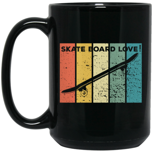 Skater Love Gift, Skateboard Lover, Retro Skate Love, Best Sport Skate Black Mug