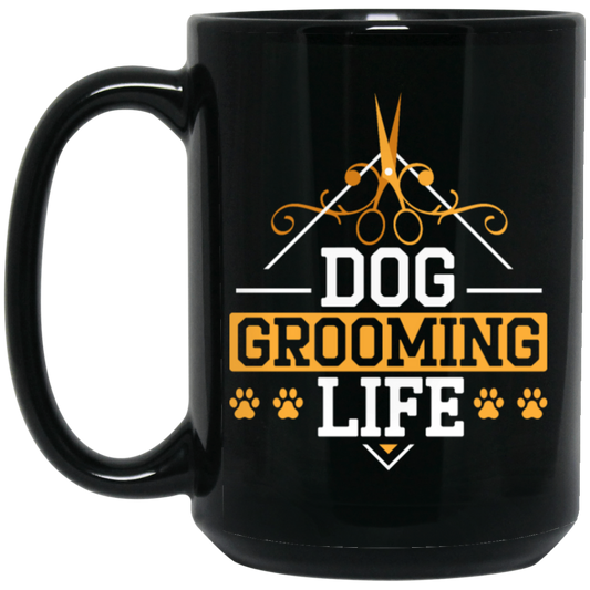 Love Dog Vintage Style, Dog Grooming Life, Retro Dog Lover Black Mug