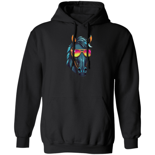 Funny Racing Horse, Horse Wear Sunglasses, Looking Directly At You Pullover Hoodie