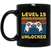 Retro 15th Birthday, Gaming Lover, Gift For Gamer 15 Years Gift Black Mug